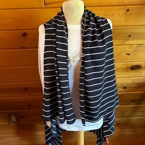 Silky Blue and White Stripped Poncho